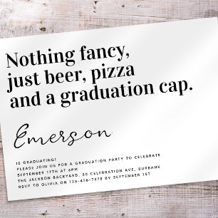 Rolig typografi Inget fancy examensfest Inbjudningar