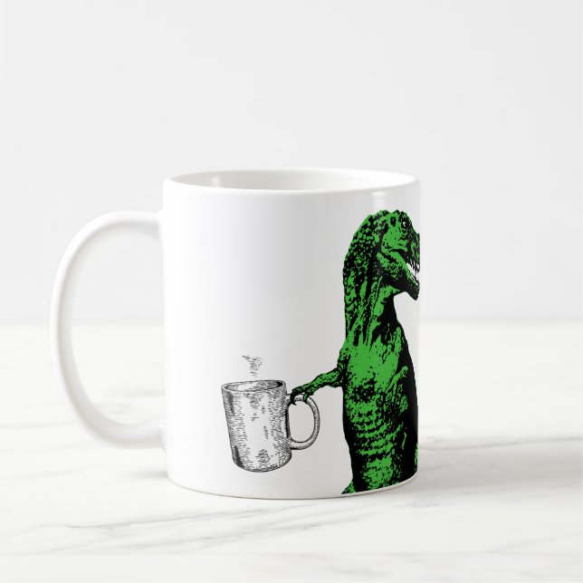 Rolig Tyrannosaurus Rex som dricker tea: En Kaffemugg (Vänster)