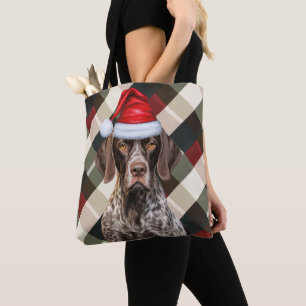 Rolig tysk korthårig pointer jul hund Plaid Tygkasse