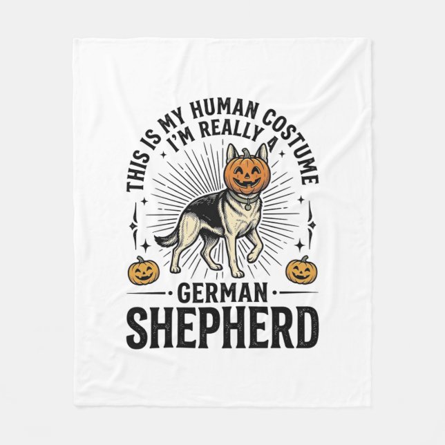 Rolig tysk schäfer Halloween kostym hund design Fleecefilt (Framsidan)