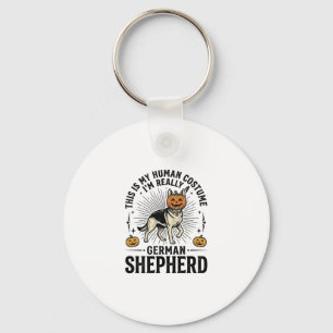 Rolig tysk schäfer Halloween kostym hund design Nyckelring
