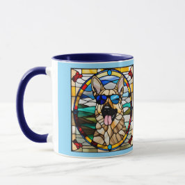 Rolig tysk schäferfärgad glas kaffemugg