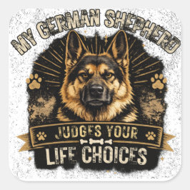 Rolig tysk schäferhund GSD dekal Fyrkantigt Klistermärke
