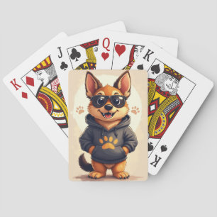 Rolig tysk schäferhund Kawaii hund Casinokort