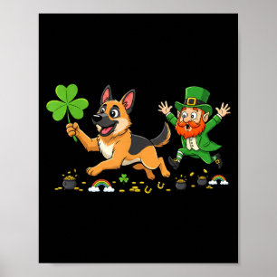 Rolig tysk schäferklöver St. Patrick's Day kvinnor Poster