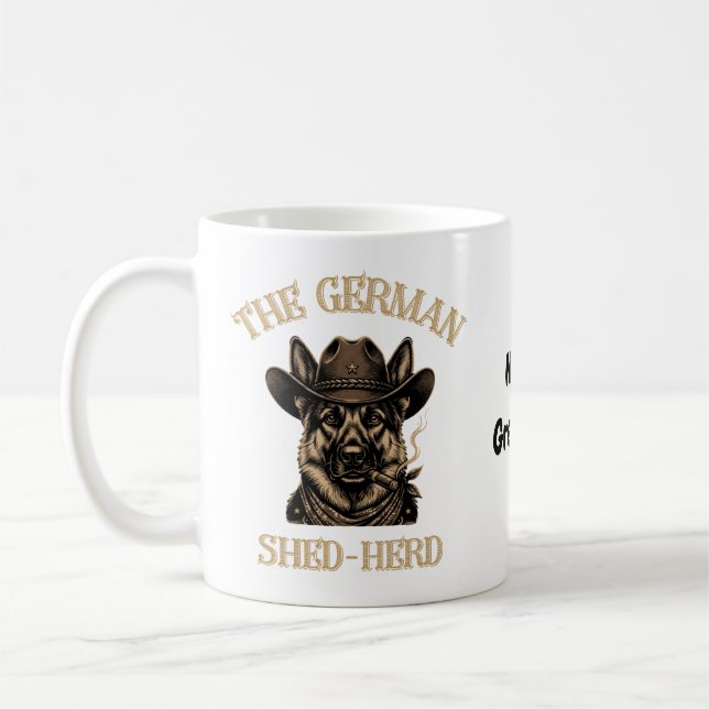 Rolig tysk shepherd cowboy tyska Shed-Herd Kaffemugg (Vänster)