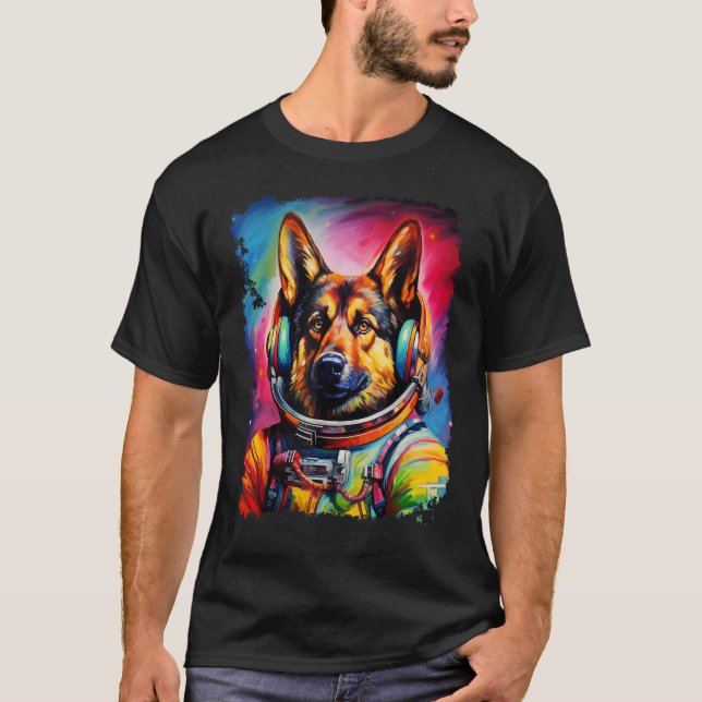 Rolig tysk shepherd utrymme t shirt (Framsida)
