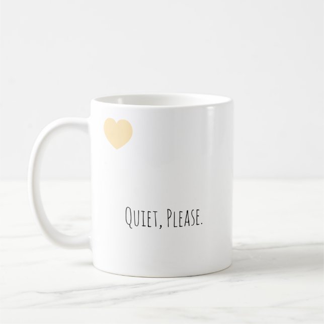Rolig "Tyst, tack" Modern Typografi Introvert Kaffemugg (Vänster)