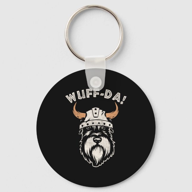 Rolig Uff Da Woof Da Norsk Punsats Schnauzer Nyckelring (Framsida)