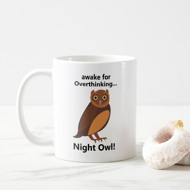 Rolig uggla för överanalys kaffemugg (Med munk)
