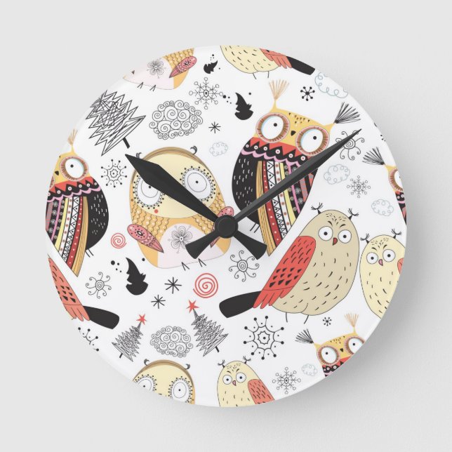 Rolig uggla för struktur rund klocka (Framsida)