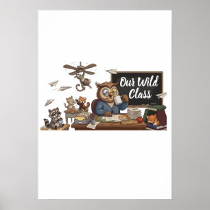 Rolig Uggla Lärar Kaos - Nyckfulla Skogsdjur Poster