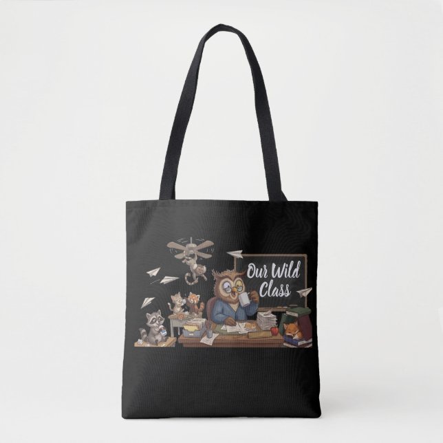 Rolig Uggla Lärar Kaos - Nyckfulla Skogsdjur Tygkasse (Framsida)