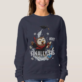 Rolig Uggla Vid Examen Äntligen Fri Retroserie T Shirt