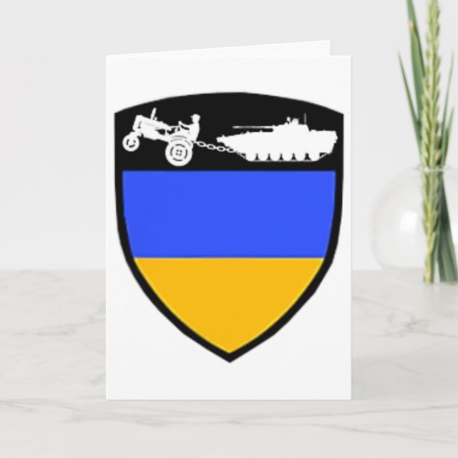 Rolig ukrainsk bonde traktor bogserar tank meme  kort (Framsida)
