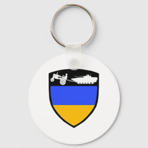 Rolig ukrainsk bonde traktor bogserar tank meme nyckelring