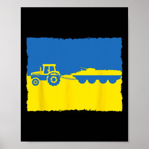 Rolig ukrainsk bonde traktorn stjäl en rysk strids poster
