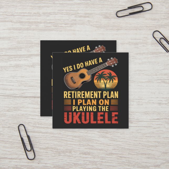 Rolig Ukulele pensionsplan Fyrkantigt Visitkort (Fram/Back In Situ)