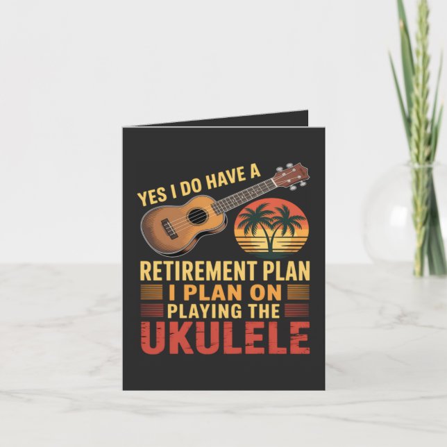 Rolig Ukulele pensionsplan Helgkort (Framsida)