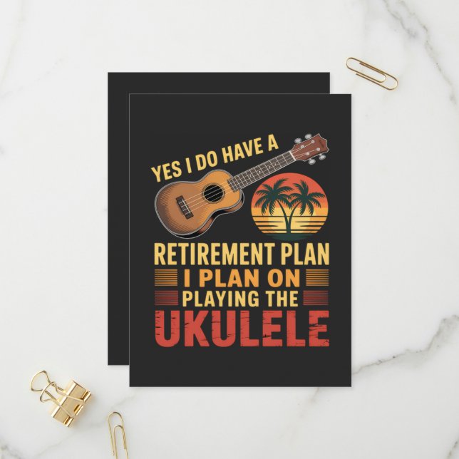 Rolig Ukulele pensionsplan Inbjudan Vykort (Fram/Back In Situ)