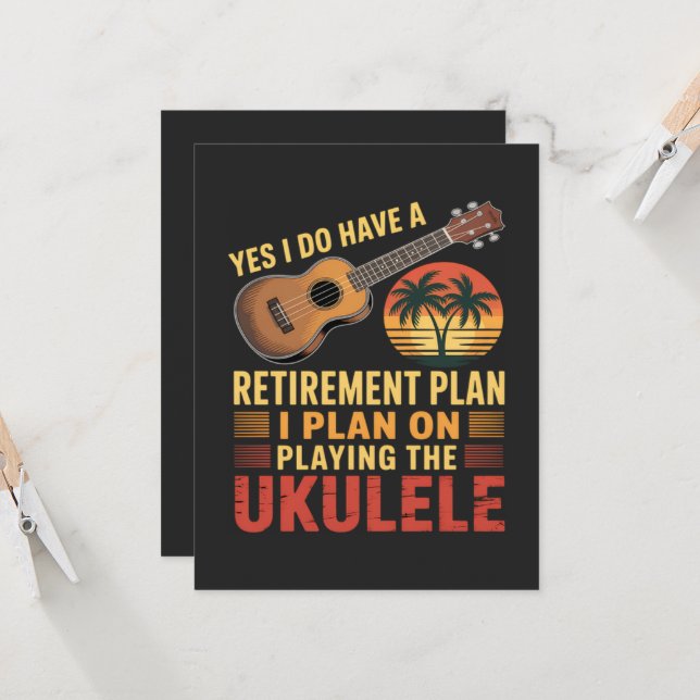Rolig Ukulele pensionsplan Inbjudningar (Fram/Back In Situ)