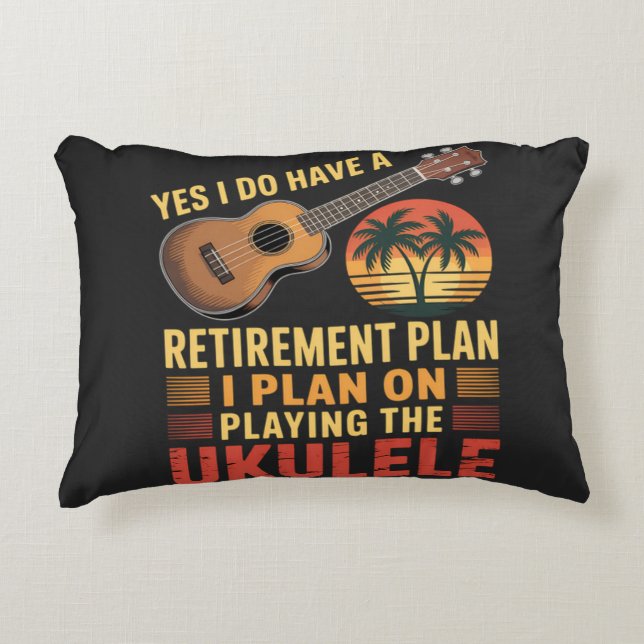 Rolig Ukulele pensionsplan Prydnadskudde (Framsidan)