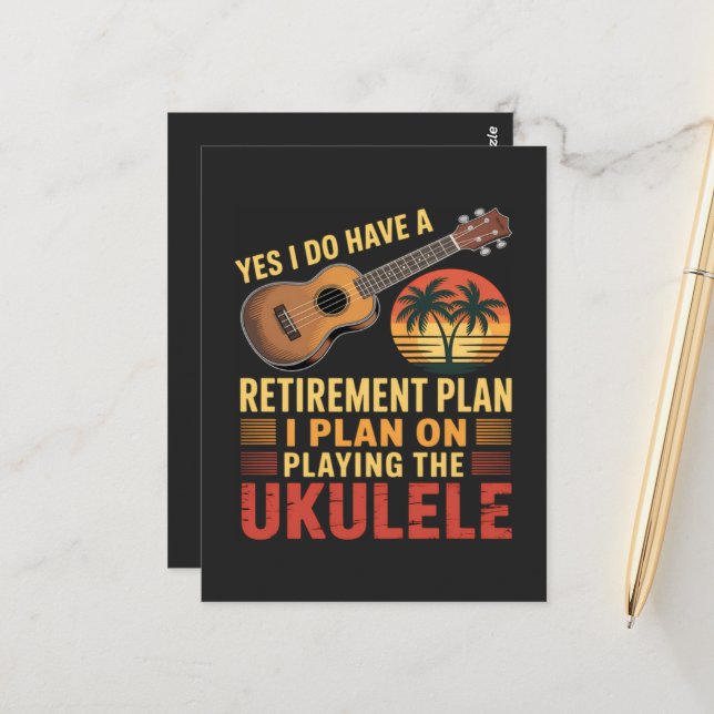 Rolig Ukulele pensionsplan Vykort (Fram/Back In Situ)