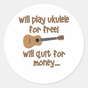 Rolig Ukulele Runt Klistermärke