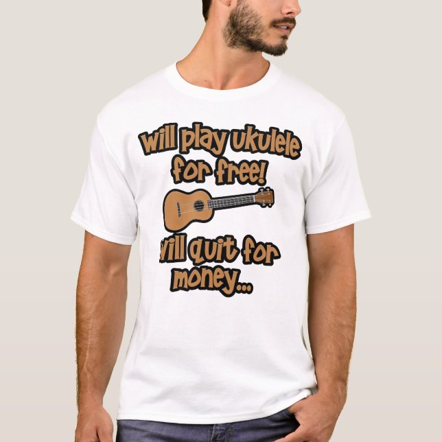 Rolig Ukulele T Shirt (Framsida)