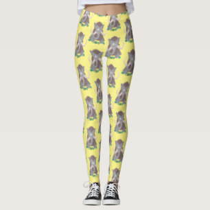 Rolig ullig mammut serieillustration leggings