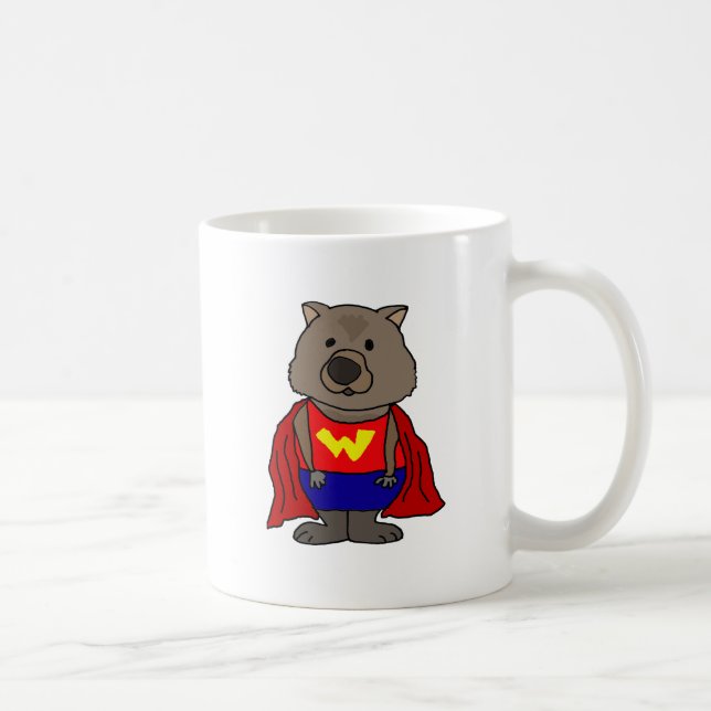 Rolig undra konst för Wombat Superherotecknad Kaffemugg (Höger)