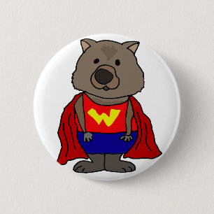 Rolig undra konst för Wombat Superherotecknad Knapp