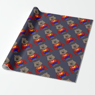 Rolig undra konst för Wombat Superherotecknad Presentpapper
