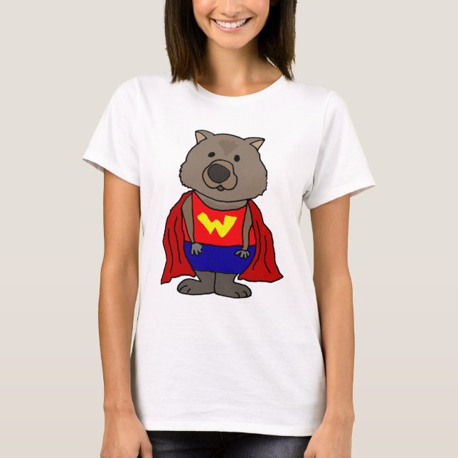 Rolig undra konst för Wombat Superherotecknad Tröja (Framsida)