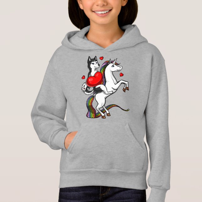 Rolig Unicorn för siberian huskyhundridning T Shirt (Framsida)