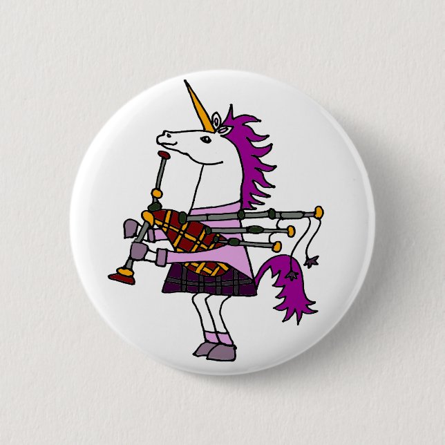 Rolig Unicorn som leker säckpipakonst Knapp (Framsida)