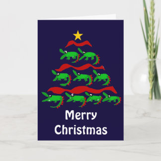 Rolig unik alligatorkonstjulgran helgkort
