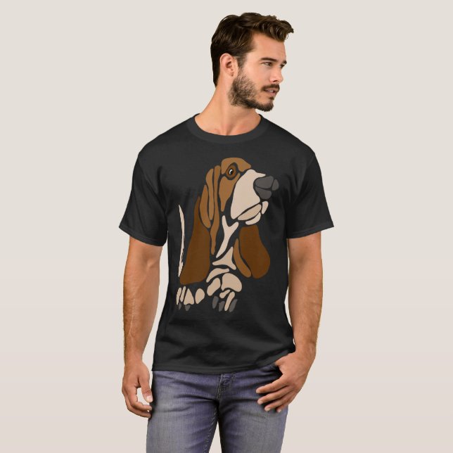 Rolig unik konst för Bassethundhund Tee Shirt (Hel framsida)