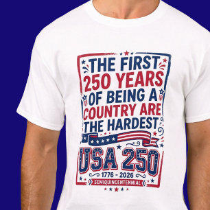 Rolig USA 250-årsjubileum Patriotisk Röd Vit Blå T Shirt