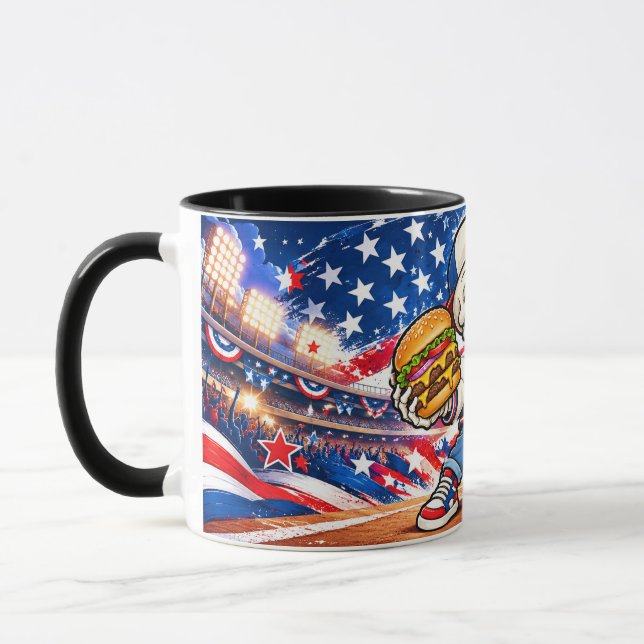 Rolig USA Baseboll Skelett Kaffe Mugg – Burger &  (Vänster)