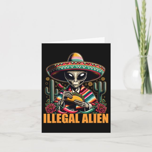 Rolig utlänning rolig Cinco De Mayo västern UFO Ro Kort (Framsida)