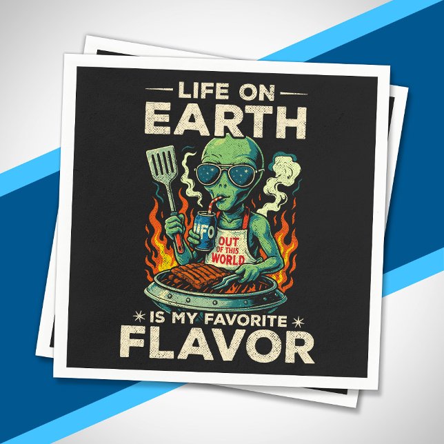 Rolig utomjording BBQ-illustration Retro Sci-Fi Gr Pappersservett (Skapare uppladdad)