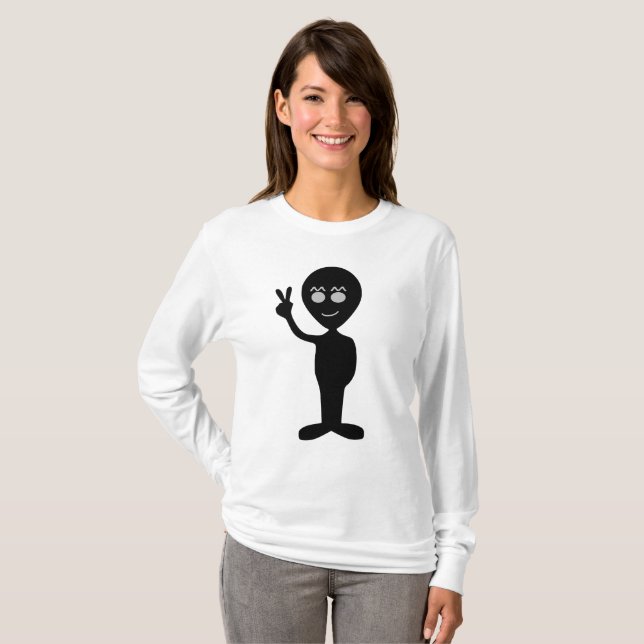 Rolig utomjording fredstecken T-Shirt (Hel framsida)