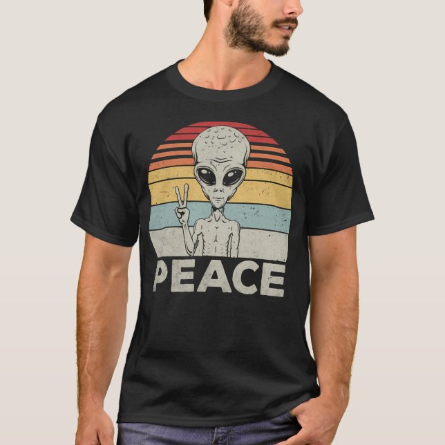 Rolig utomjording fredstecken t shirt (Framsida)