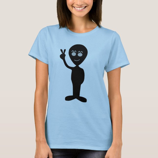 Rolig utomjording fredstecken T-Shirt (Framsida)