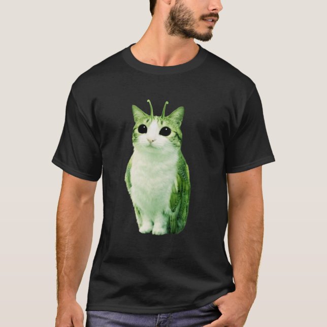 Rolig utomjording katt  Cursed Internet Trendig Ge T Shirt (Framsida)