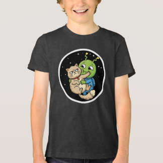 Rolig utomjording kramar sur katt rymdkartong t shirt