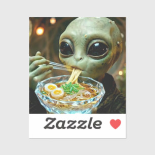 Rolig utomjording som äter Ramen Nudlar Klistermärken