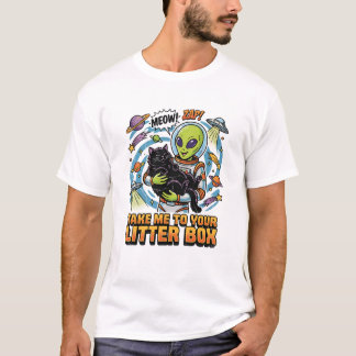 Rolig utomjording svart katt ta mig till din katts t shirt