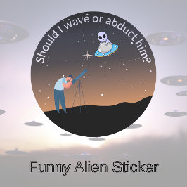 Rolig utomjordisk UFO-design Runt Klistermärke